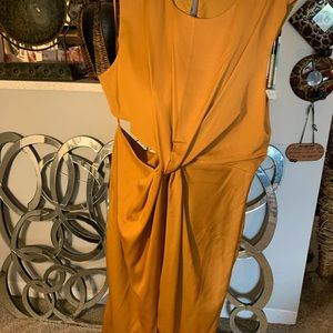 ASOS INTERNATIONAL LONG SILK LIKE DARK TANGERINE DRESS. SIZE CUT  4  SEXY TUMMY